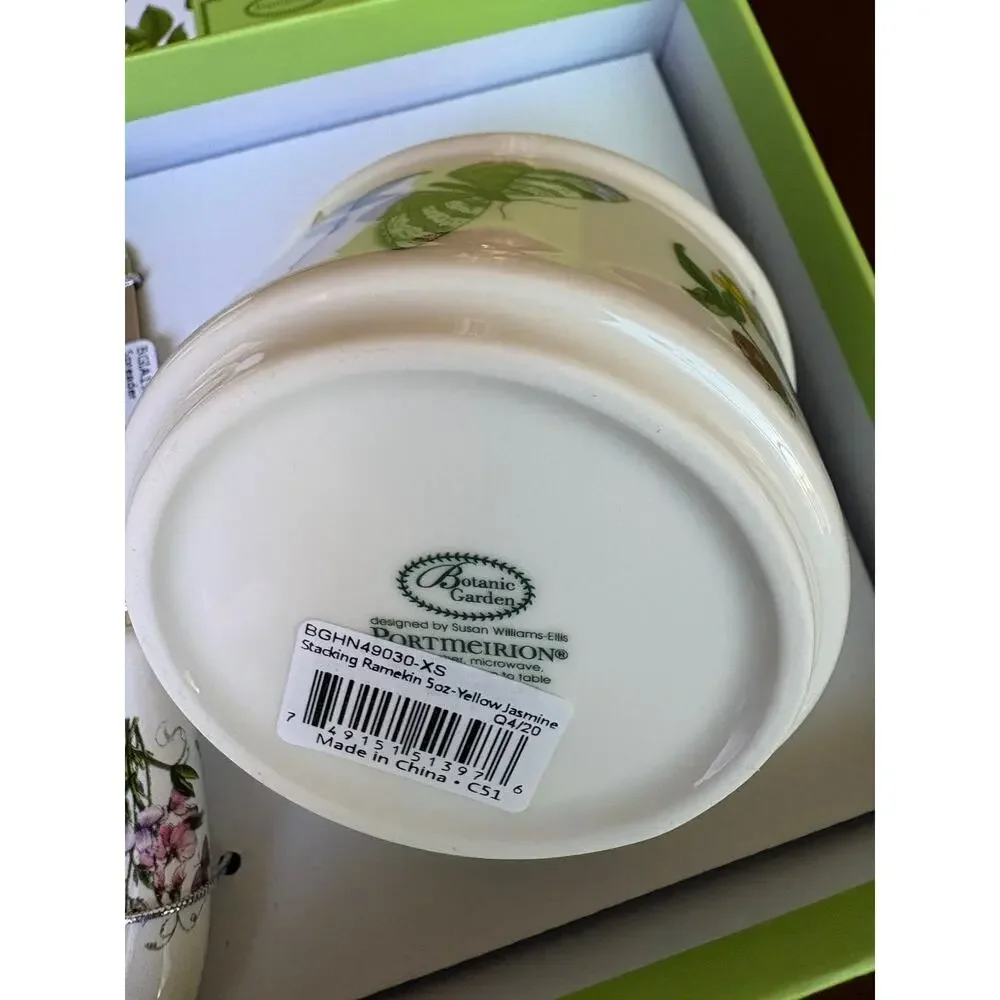 Portmeirion Botanic Garden Ramekin & Spreader Set NIB Butter Dish Bowl w Knife